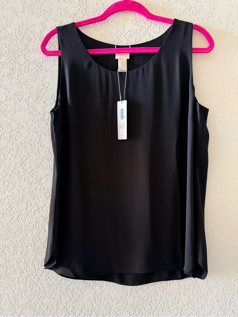 CHICO'S Black Sleevless Round Neckline Reversible Casual Minimalist Top Size 1